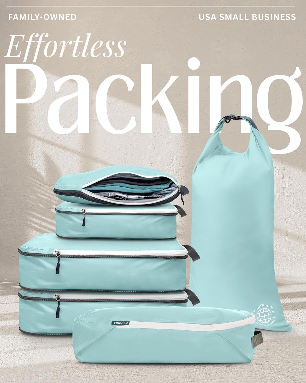 Ultralight Compression Packing Cubes Set for Carry-On Luggage - 6-Pack Ripstop Organizers Featuring Compression Zippers