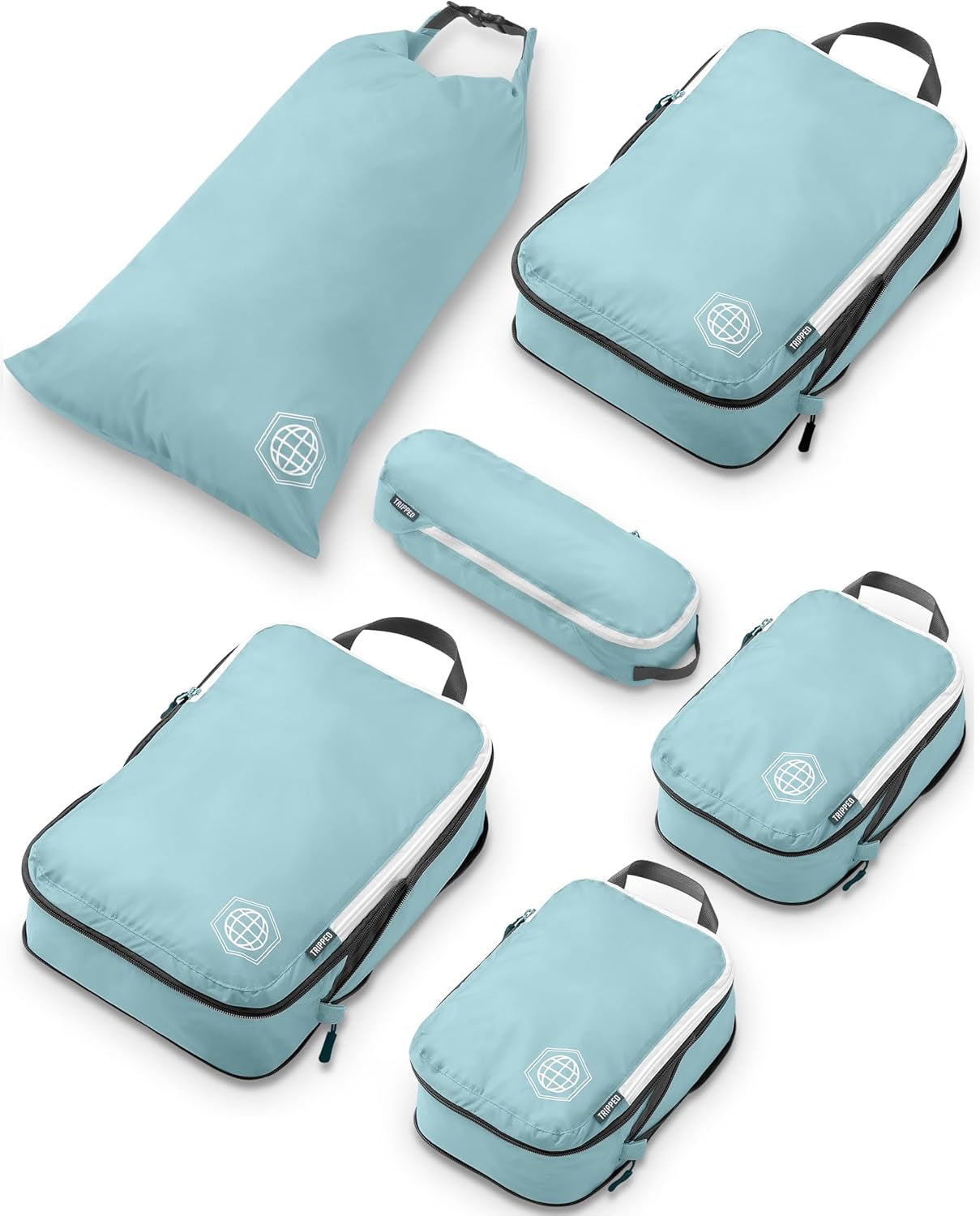 Ultralight Compression Packing Cubes Set for Carry-On Luggage - 6-Pack Ripstop Organizers Featuring Compression Zippers