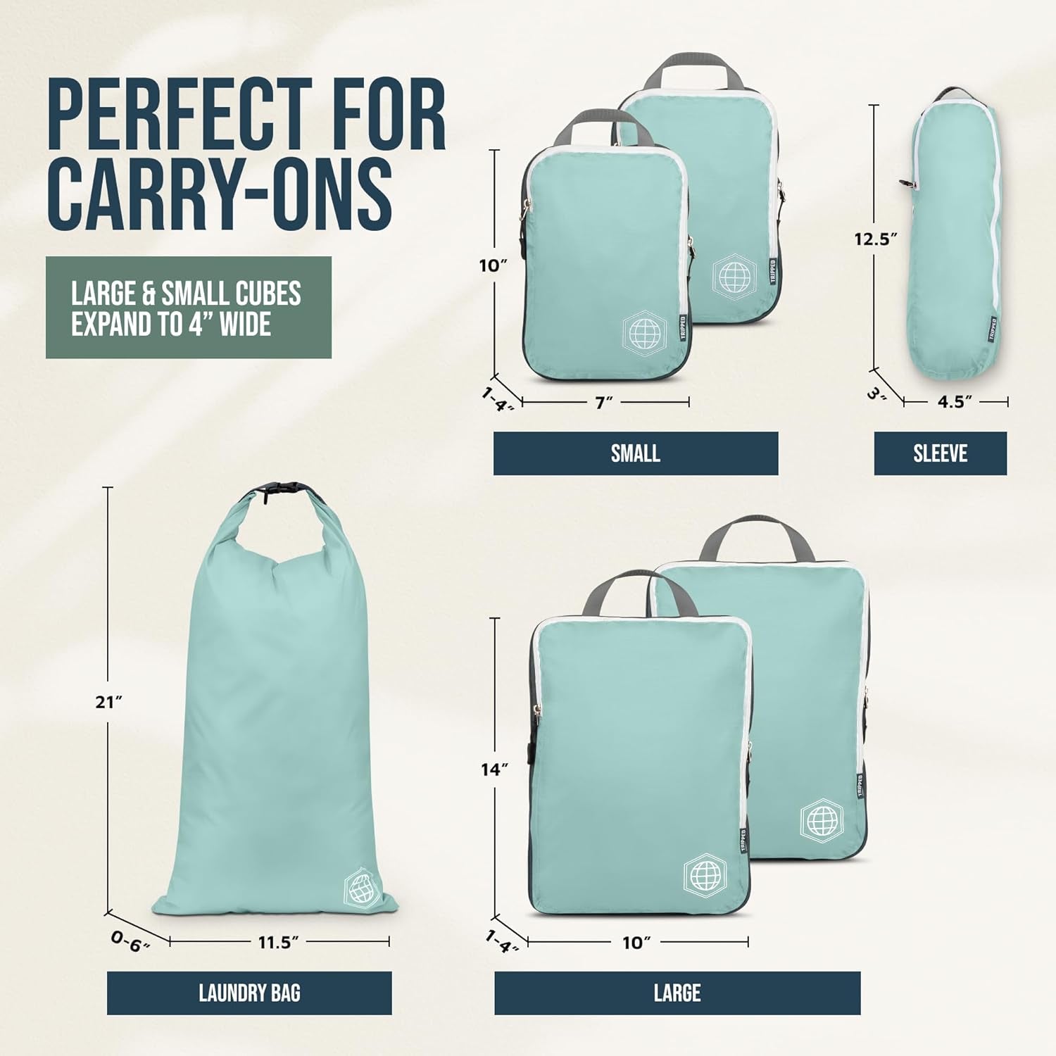 Ultralight Compression Packing Cubes Set for Carry-On Luggage - 6-Pack Ripstop Organizers Featuring Compression Zippers