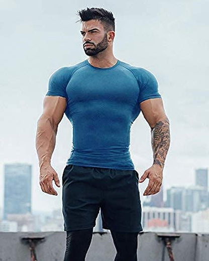 Men's 3-Pack Short Sleeve Athletic Performance T-Shirts | Raglan Sleeve, Crew Neck, Moisture-Wicking Lightweight Cooling Shirts for Gym, Tennis, and Hiking Activities