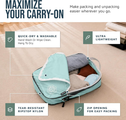 Ultralight Compression Packing Cubes Set for Carry-On Luggage - 6-Pack Ripstop Organizers Featuring Compression Zippers