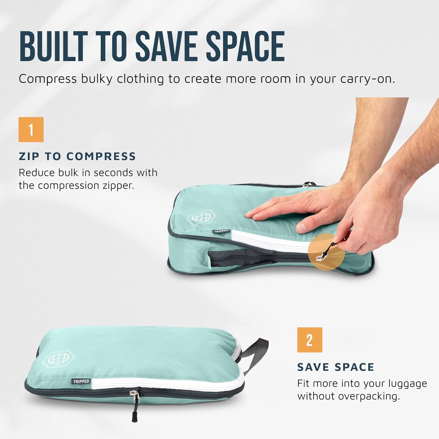Ultralight Compression Packing Cubes Set for Carry-On Luggage - 6-Pack Ripstop Organizers Featuring Compression Zippers